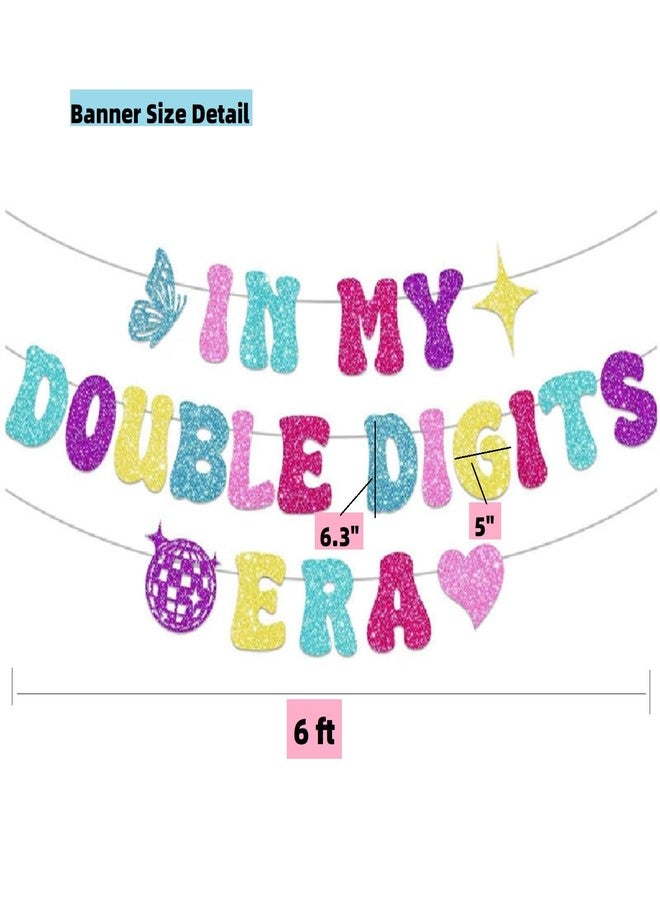 QFSH In My Double Digits Era Banner for Girl 10th Birthday Party Decoration with Sparkling Hanging Swirls Decorations Supplies (Colorful) - Image 5